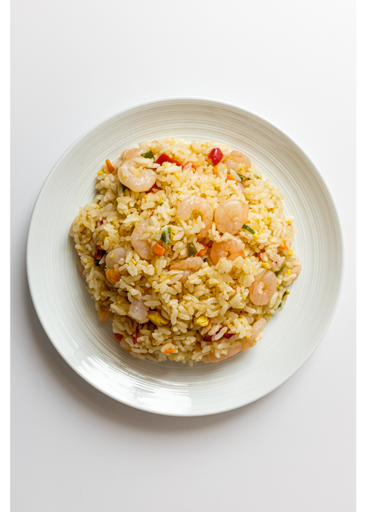 Ginger Shrimp Veggie Egg Fried Brown Rice