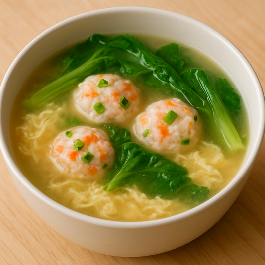 Lemongrass Bok Choy Shrimp Ball Egg Drop Soup